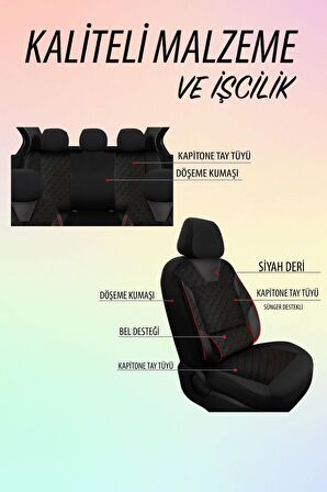 NiCe Shop Seat Cordoba Uyumlu Koltuk Kılıfı Genesa Serisi - Kırmızı