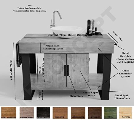 Ntconcept Miha Masif Ahşap Lavabo Dolabı Hilton