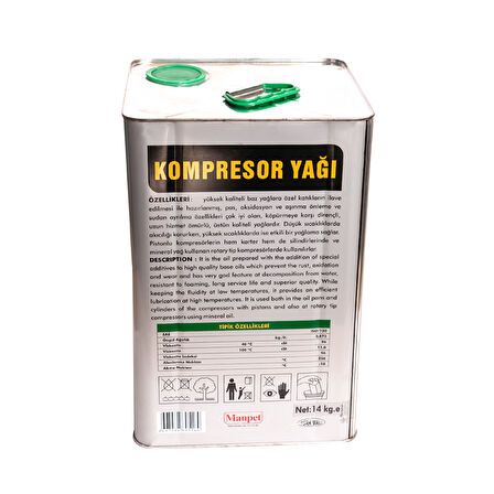 Manpet Fausto Kompresör Yağı Iso 100 - 14 Kg