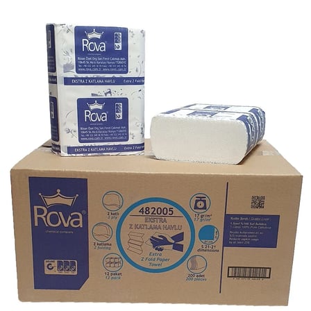 Rova Z Katlama Kağıt Havlu 21x21 cm 200'lü (1 Koli 12 paket)