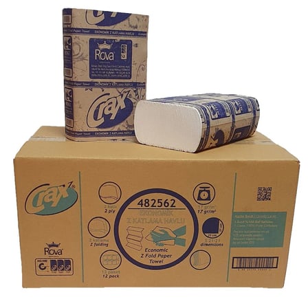 Crax Z Katlama Kağıt Havlu 21x21 cm 120'li (1 Koli 12 paket)