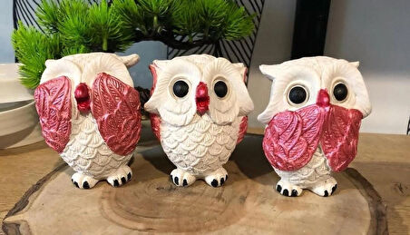 Dekoratif Görmedim Duymadım Bilmiyorum 3’lü Baykuş Biblo