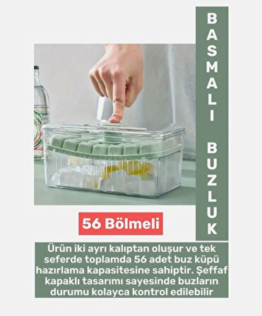 Kapaklı ve Kutulu Buz Küpü Tepsisi - Kolay Çıkarılabilen 2 Katlı Mini Buz kalıbı
