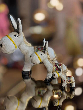  3 LÜ SEVİMLİ EŞEK AİLESİ DEKORATİF OBJE BİBLO