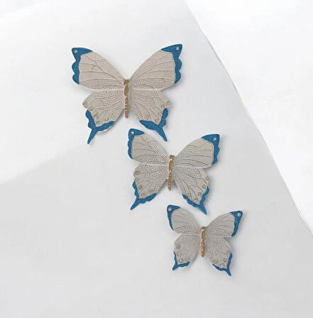  Dekoratif Üçlü Kelebek Duvar Süsü Ev Dekoru