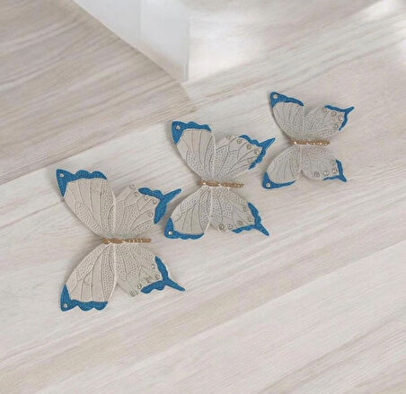  Dekoratif Üçlü Kelebek Duvar Süsü Ev Dekoru