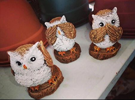 Dekoratif Görmedim Duymadım Bilmiyorum 3’lü Baykuş Biblo