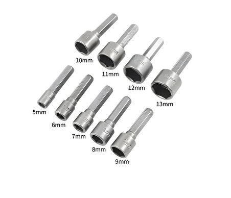 Manyetik Mıknatıslı 5 6 7 8 9 10 11 12 13 mm Somun Civata Adaptör Seti CRV Metal Matkap Uyumlu Uç
