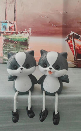 DEKORATİF OTURAN 2 Lİ SİNCAP BİBLO GRİ