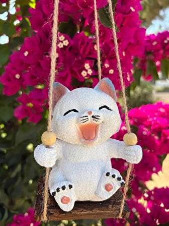 Sallanan Kedi Polyester Duvar Balkon Bahçe Süsü 4 FARKLI RENK