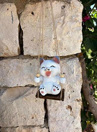 Sallanan Kedi Polyester Duvar Balkon Bahçe Süsü 4 FARKLI RENK