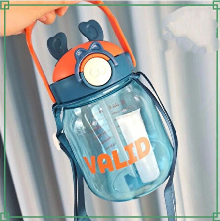  Çıkartma Hediyeli, Ithal Lüx Kulaklı mavil-Turuncu Matara/suluk 1100 ml