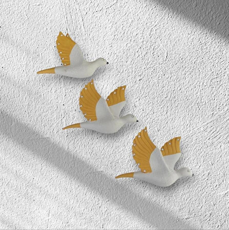  Dekoratif Üçlü Kumru Kuş Duvar Dekoru Süs 17*12 CM