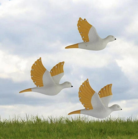  Dekoratif Üçlü Kumru Kuş Duvar Dekoru Süs 17*12 CM