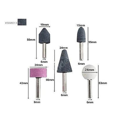 Büyük Boy 5 Parça Gravür Taşlama Seti (6M BÜYÜK BOY) - Metal, Ahşap Oyma, Parlatma, Çapak Alma