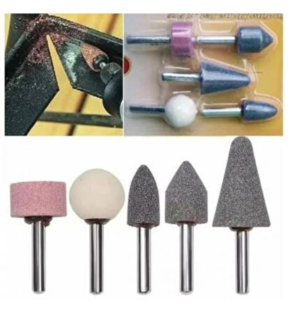 Büyük Boy 5 Parça Gravür Taşlama Seti (6M BÜYÜK BOY) - Metal, Ahşap Oyma, Parlatma, Çapak Alma