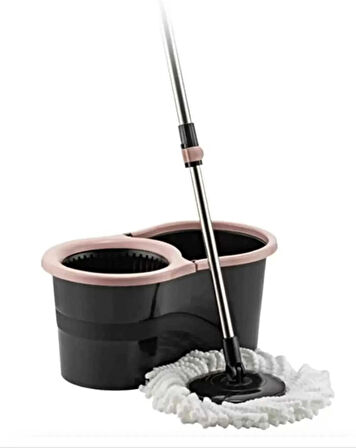 360 Smart Mop Jr. Black Siyah Temizlik Paspas Seti Pembe