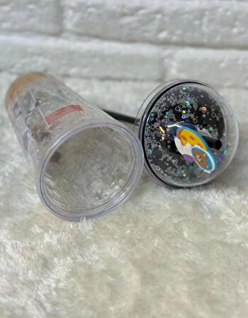 PİPETLİ BARDAK MATARA SEVİMLİ SULUK 450 ml  ÇİFT  ASTRONOT FİGÜRLÜ