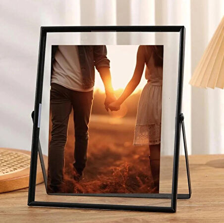 siyah, resim çerçevesi, metal cam, dikey dikdörtgen RESİM  çerçevesi 25*20 CM