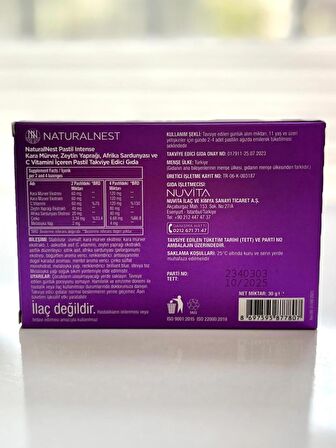 Naturalnest 12 Pastil İntense 2'Lİ SET - Karamürver/ C vitamini/ Zeytin Yaprağı/ Çinko