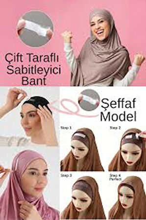 Eşarp, Şal Kaydırmaz Çift Taraflı Şeffaf Bant  Sticker  (15mm x 10cm )  90 ADET