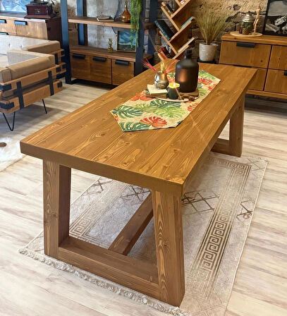 NTConcept Farmhouse Ahşap Masif Yemek Masası 100x220