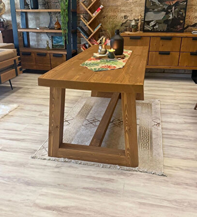 NTConcept Farmhouse Ahşap Masif Yemek Masası 100x220