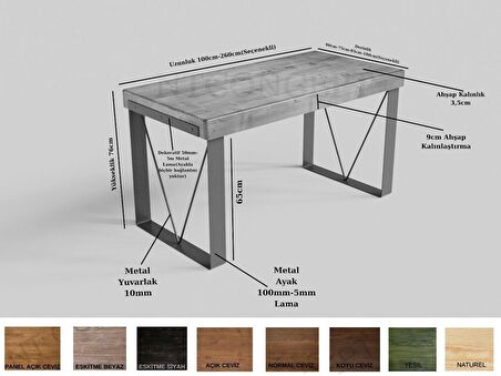 Ntconcept Lilien Masif Ağaç Tel Sandalyeli Masa Takımı (75x150cm Masa  + 4 Sandalye)