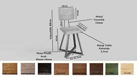 Ntconcept Lilien Masif Ağaç Loft Sandalyeli Masa Takımı (120x120cm Masa  + 8 Sandalye)