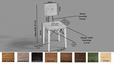 Ntconcept Rano Masif Ağaç Torna Sandalyeli Masa Takımı (85x85cm Masa  + 2 Sandalye)