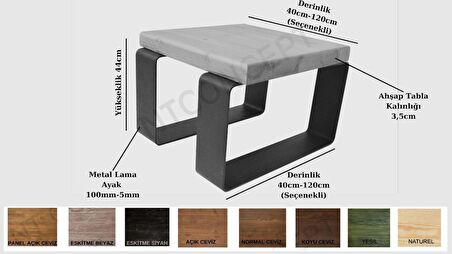 Ntconcept Laive Çalışma Masası Ahşap - Masif 75 x 120 cm Açık Ceviz - Siyah 