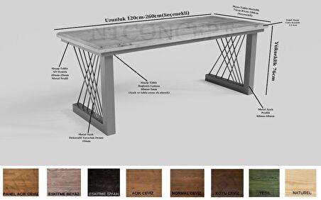 Ntconcept Laive Çalışma Masası Ahşap - Masif 75 x 140 cm Açık Ceviz - Siyah 