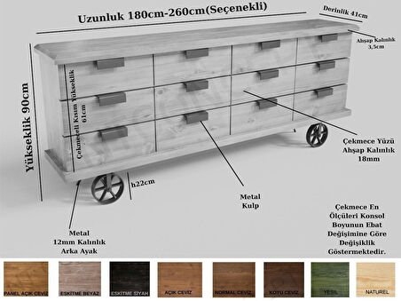 Ntconcept Ahe Masif Ağaç Çekmeceli Konsol