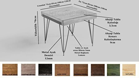 Ntconcept Vern Masif Ağaç Tel Sandalyeli Masa Takımı (85x85cm Masa + 2 Sandalye)