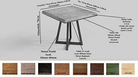 Ntconcept Loi Masif Ağaç Tel Sandalyeli Masa Takımı (100x100cm Masa + 4 Sandalye)