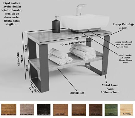 Ntconcept Sien Masif Ahşap Lavabo Dolabı Hilton