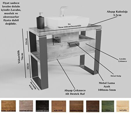 Ntconcept İpek Masif Ahşap Lavabo Dolabı Hilton