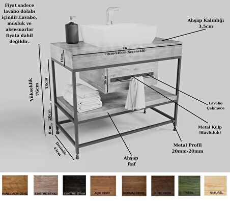 Ntconcept Lia Masif Ahşap Lavabo Dolabı Hilton