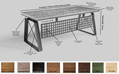 Ntconcept Lesha Çalışma Masası Ahşap - Metal 100 x 220 cm Açık Ceviz - Siyah 