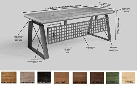 Ntconcept Lesha Çalışma Masası Ahşap - Metal 85 x 170 cm Açık Ceviz - Siyah 