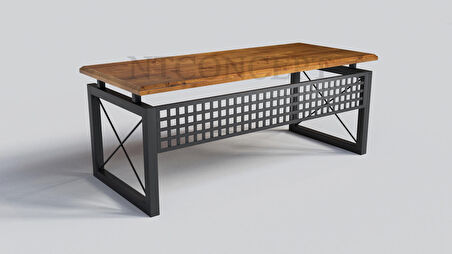 Ntconcept Pena Çalışma Masası Ahşap - Metal 100 x 210 cm Açık Ceviz - Siyah 