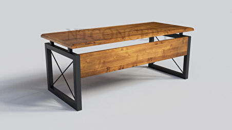 Ntconcept Lina Çalışma Masası Ahşap - Metal 100 x 210 cm Açık Ceviz - Siyah 