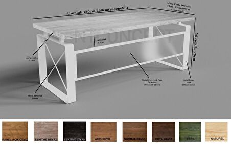 Ntconcept Levva Çalışma Masası Ahşap - Metal 85 x 140 cm Beyaz 