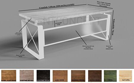 Ntconcept Levva Çalışma Masası Ahşap - Metal 100 x 240 cm Beyaz 