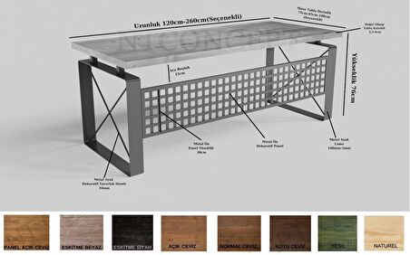 Ntconcept Quin Çalışma Masası Ahşap - Metal 85 x 140 cm Beyaz - Kahverengi 