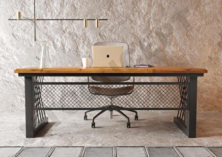 Ntconcept Onix Çalışma Masası Ahşap - Metal 85 x 250 cm Kahverengi - Siyah 