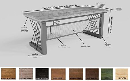 Ntconcept Onix Çalışma Masası Ahşap - Metal 100 x 220 cm Siyah - Taş Rengi 