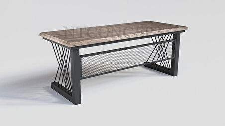 Ntconcept Onix Çalışma Masası Ahşap - Metal 85 x 180 cm Siyah - Taş Rengi 