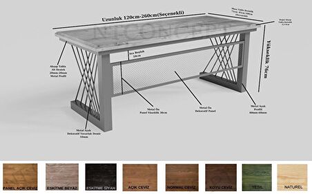 Ntconcept Onix Çalışma Masası Ahşap - Metal 85 x 200 cm Siyah - Taş Rengi 