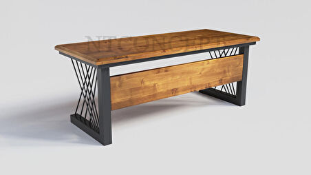 Ntconcept Perra Çalışma Masası Ahşap - Metal 100 x 240 cm Açık Ceviz - Siyah 